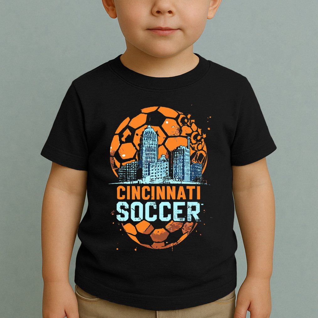 Cincinnati Soccer City Skyline Cool Cincy 513 Toddler T-Shirt