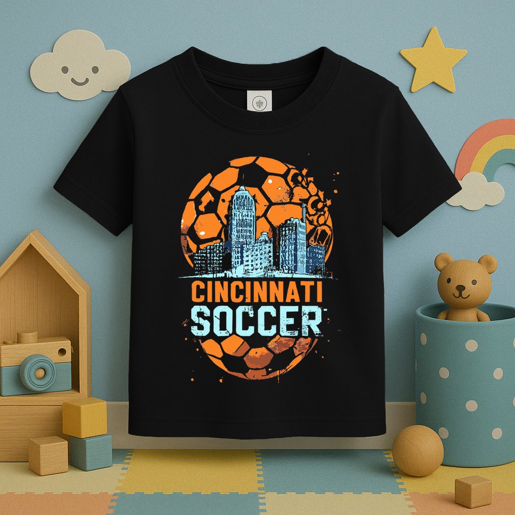 Cincinnati Soccer City Skyline Cool Cincy 513 Toddler T-Shirt