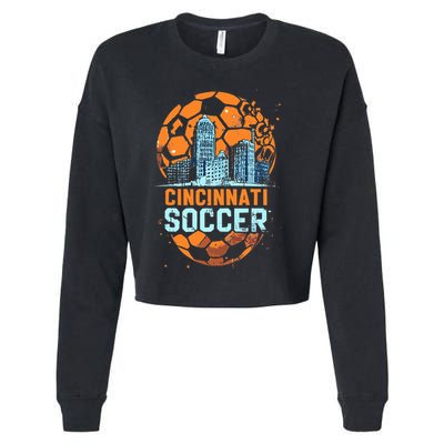 Cincinnati Soccer City Skyline Cool Cincy 513 Cropped Pullover Crew