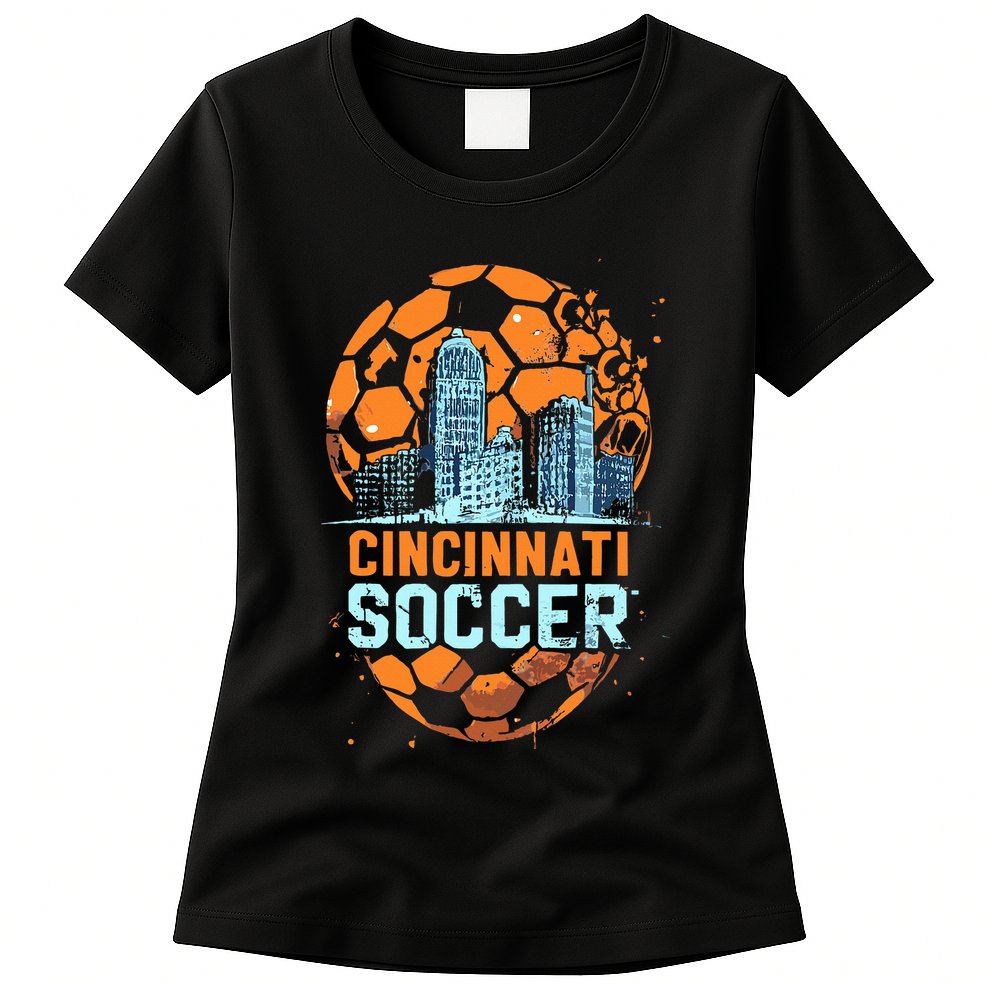 Cincinnati Soccer City Skyline Cool Cincy 513 Womens T-Shirt