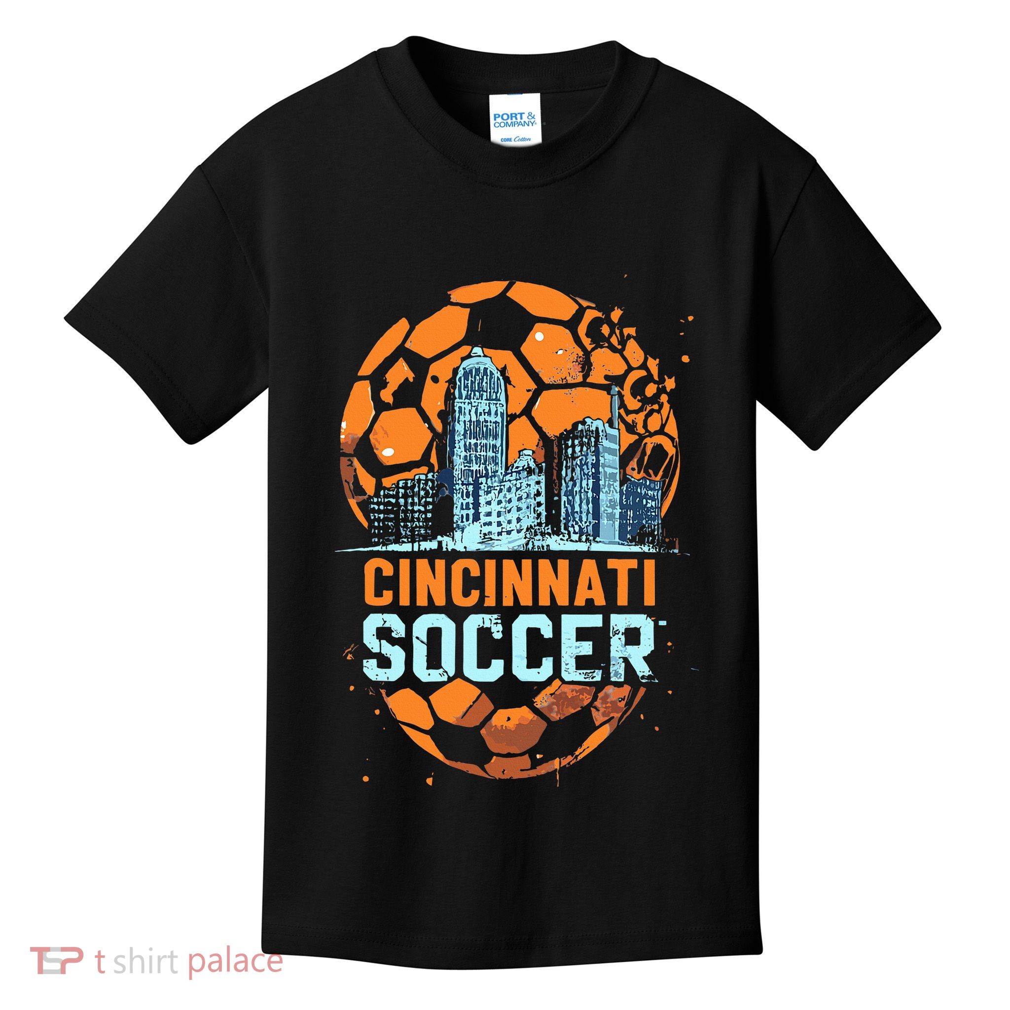Cincinnati Soccer City Skyline Cool Cincy 513 Kids T-Shirt