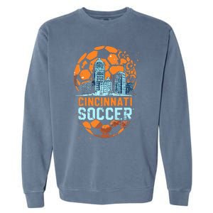 Cincinnati Soccer City Skyline Cool Cincy 513 Garment-Dyed Sweatshirt