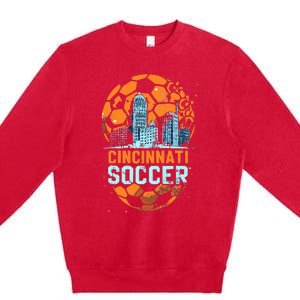 Cincinnati Soccer City Skyline Cool Cincy 513 Premium Crewneck Sweatshirt