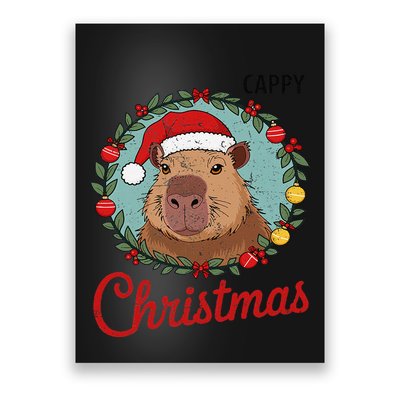 Capybara Santa Clause Christmas Poster