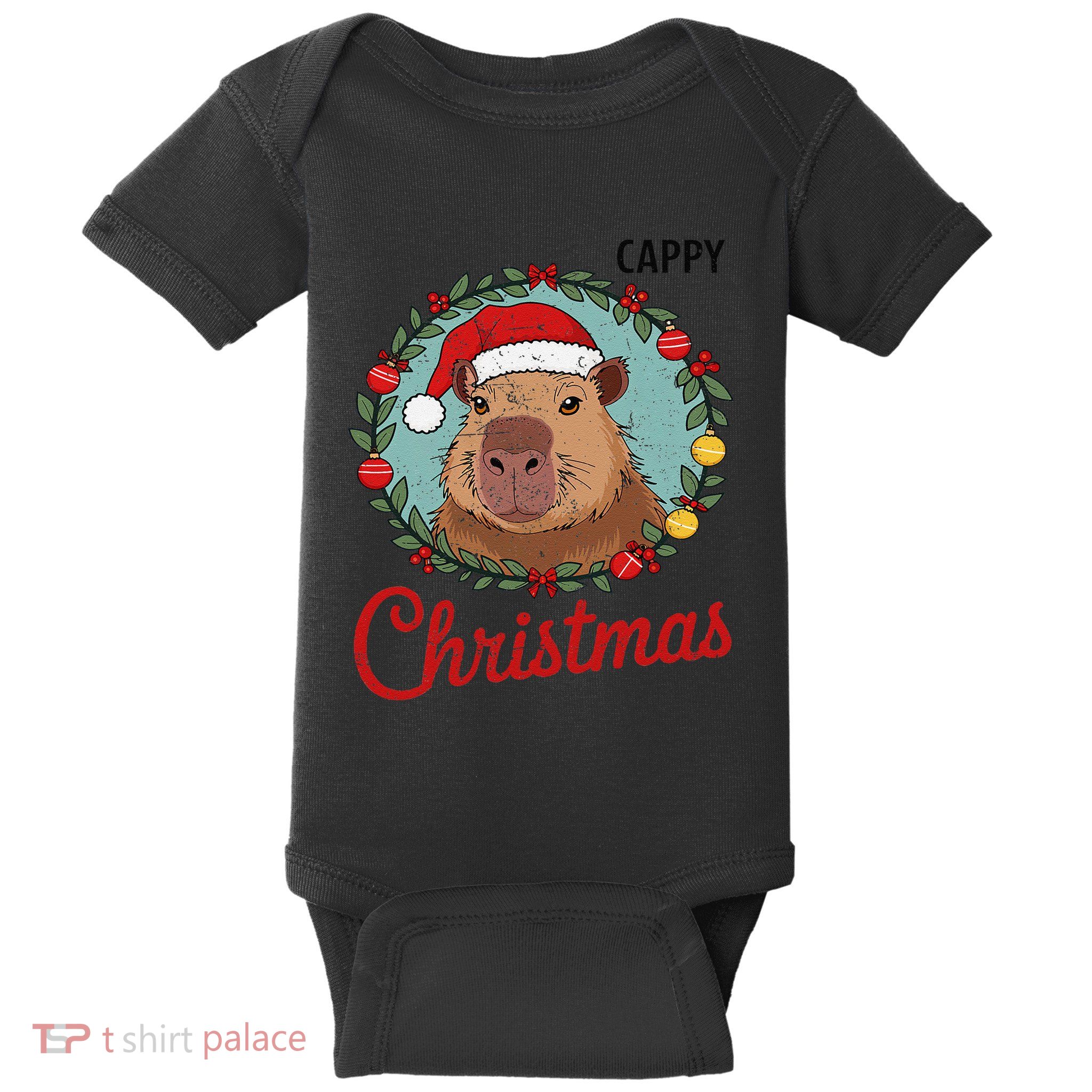 Capybara Santa Clause Christmas Baby Bodysuit