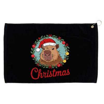 Capybara Santa Clause Christmas Grommeted Golf Towel