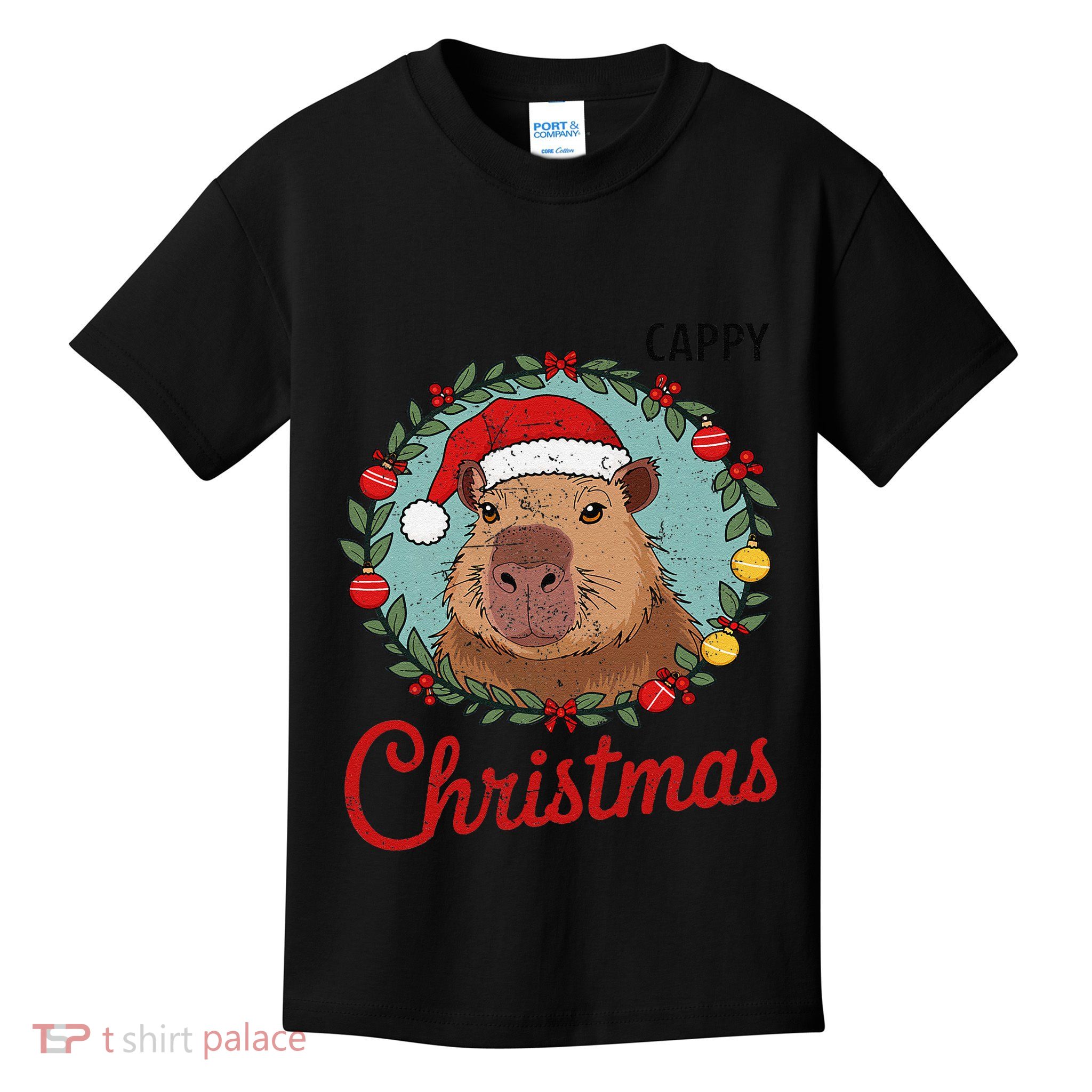 Capybara Santa Clause Christmas Kids T-Shirt