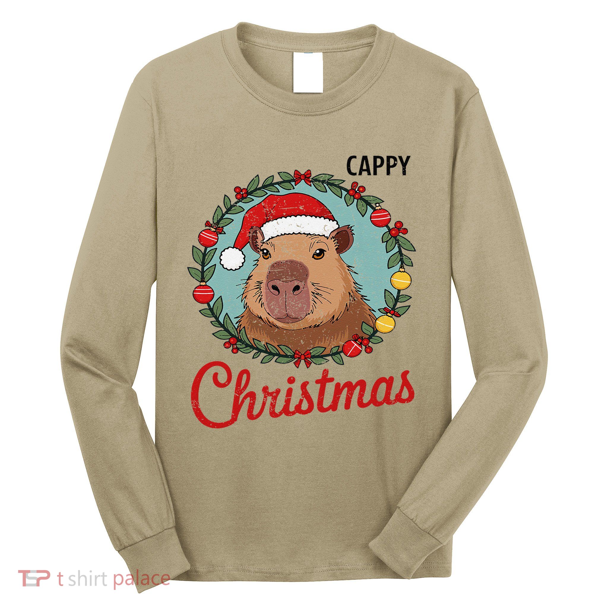 Capybara Santa Clause Christmas Long Sleeve Shirt