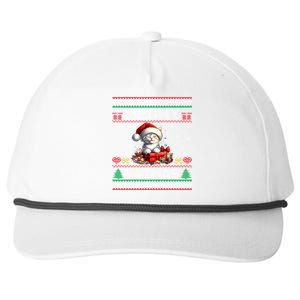 Cat Santa Christmas Kitten Xmas Ugly Meowy Catmas Snapback Five-Panel Rope Hat