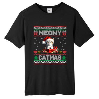 Cat Santa Christmas Kitten Xmas Ugly Meowy Catmas Tall Fusion ChromaSoft Performance T-Shirt