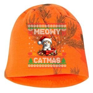 Cat Santa Christmas Kitten Xmas Ugly Meowy Catmas Kati - Camo Knit Beanie