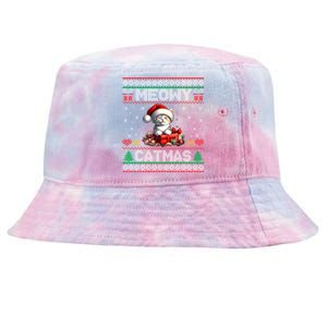 Cat Santa Christmas Kitten Xmas Ugly Meowy Catmas Tie-Dyed Bucket Hat