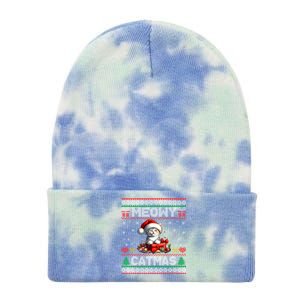 Cat Santa Christmas Kitten Xmas Ugly Meowy Catmas Tie Dye 12in Knit Beanie