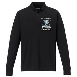 Cool Storm Chasing Hurricane Hunter Performance Long Sleeve Polo