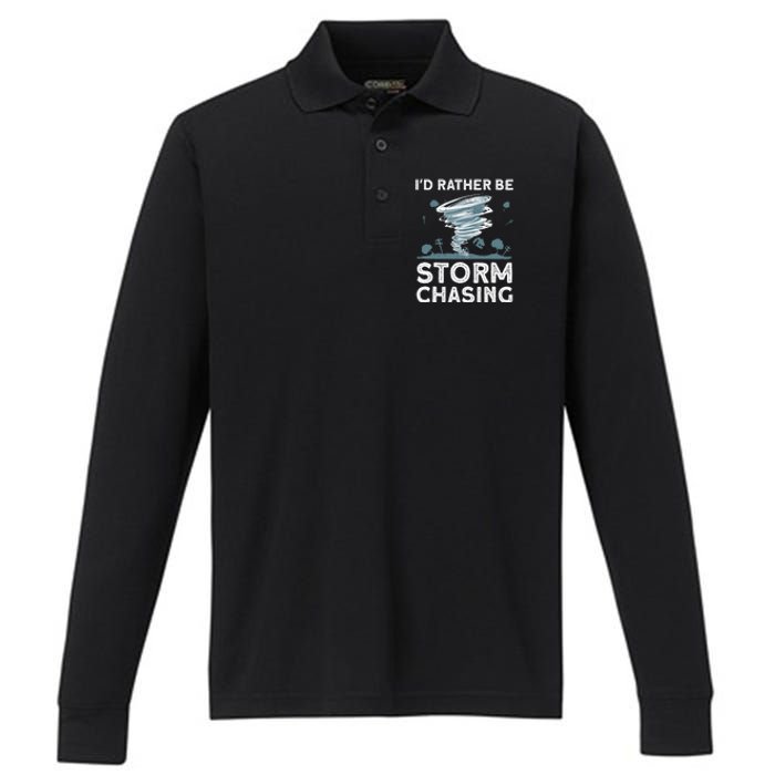 Cool Storm Chasing Hurricane Hunter Performance Long Sleeve Polo