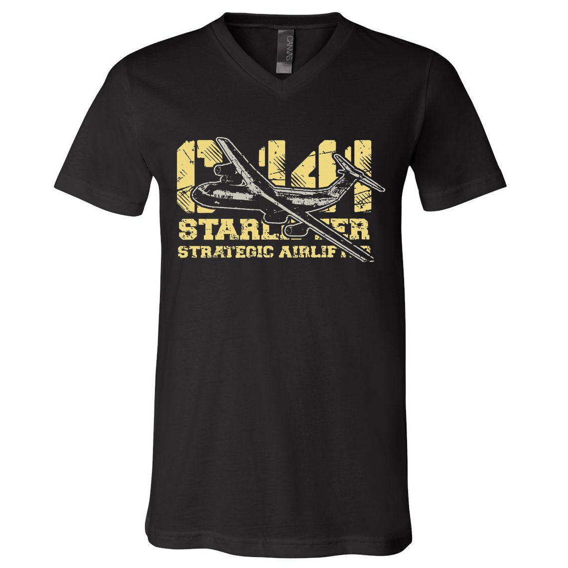 C141 Starlifter C141 Strategic Airlifter Military Aircraft V-Neck T-Shirt