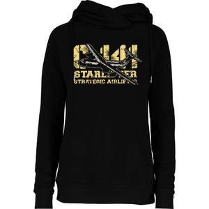 C141 Starlifter C141 Strategic Airlifter Military Aircraft Womens Funnel Neck Pullover Hood