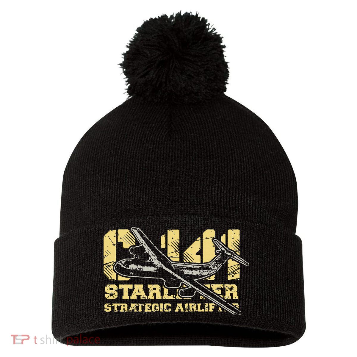 C141 Starlifter C141 Strategic Airlifter Military Aircraft Pom Pom 12in Knit Beanie