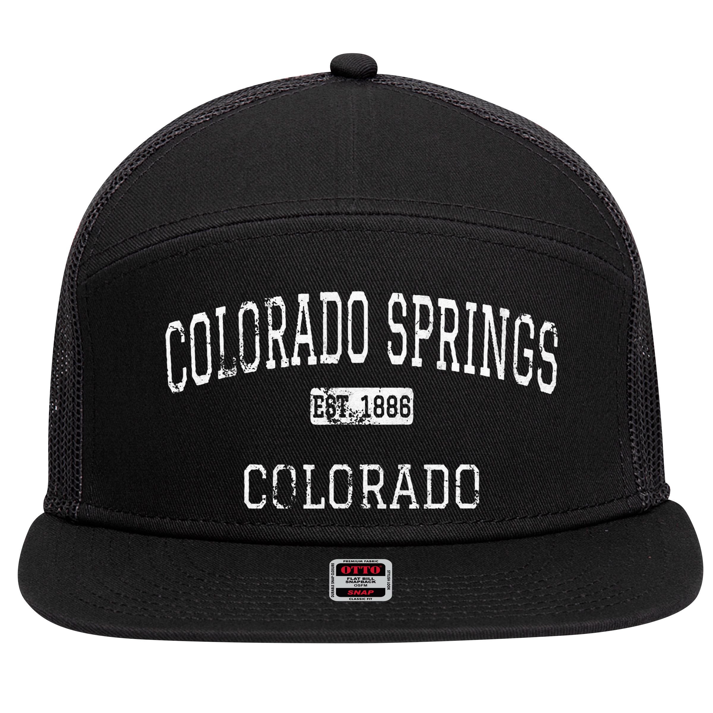 Colorado Springs Colorado CO Vintage 7 Panel Mesh Trucker Snapback Hat