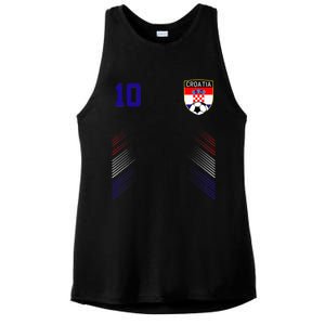 Croatia Soccer Croatian Football Retro 10 Jersey Ladies PosiCharge Tri-Blend Wicking Tank