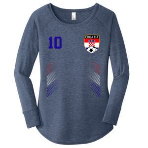 Croatia Soccer Croatian Football Retro 10 Jersey Women's Perfect Tri Tunic Long Sleeve Shirt