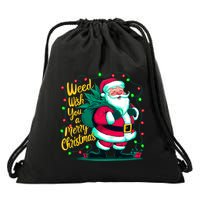 Christmas Snowflake Cannabis Marijuana Weed Leaf 420 Funny Gift Drawstring Bag