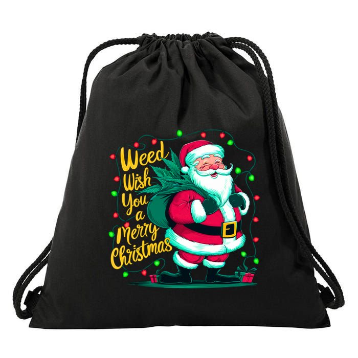 Christmas Snowflake Cannabis Marijuana Weed Leaf 420 Funny Gift Drawstring Bag