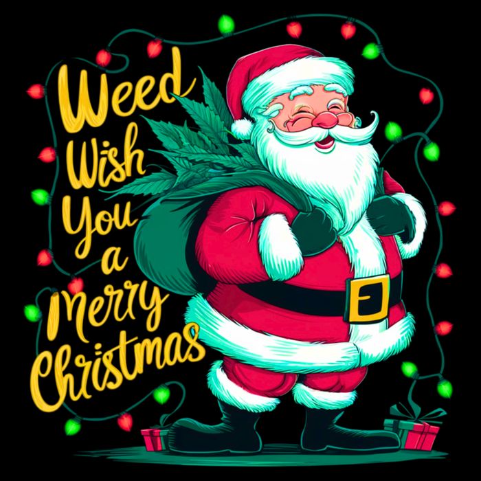 Christmas Snowflake Cannabis Marijuana Weed Leaf 420 Funny Gift Drawstring Bag