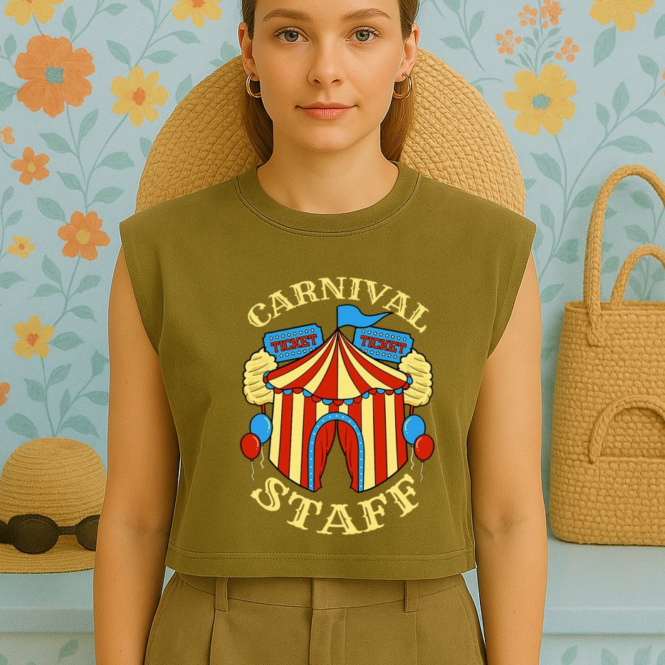 Carnival Staff Circus Event Security Ringmaster Lover Quote Garment-Dyed Women's Muscle Tee