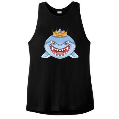 Cartoon Shark Crown Ladies PosiCharge Tri-Blend Wicking Tank