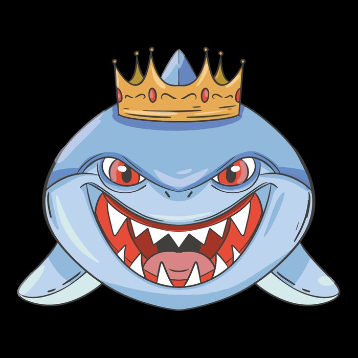 Cartoon Shark Crown USA-Made Doggie Bandana