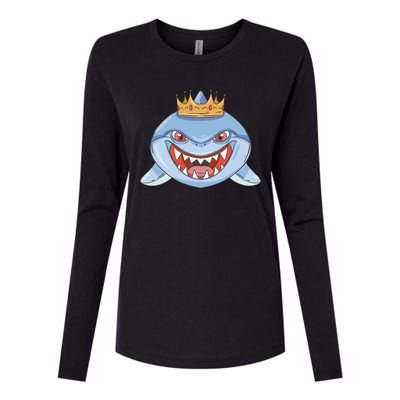 Cartoon Shark Crown Womens Cotton Relaxed Long Sleeve T-Shirt