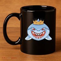 Cartoon Shark Crown 11oz C Handle Ceramic Mug