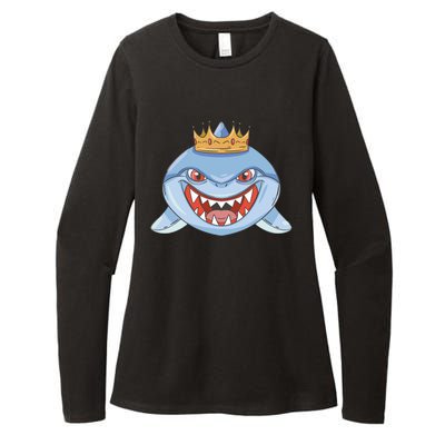 Cartoon Shark Crown Womens CVC Long Sleeve Shirt