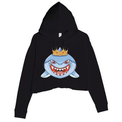 Cartoon Shark Crown Crop Fleece Hoodie