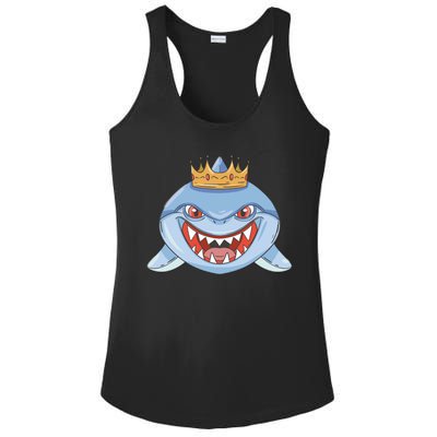 Cartoon Shark Crown Ladies PosiCharge Competitor Racerback Tank