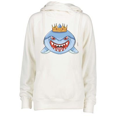 Cartoon Shark Crown Womens Funnel Neck Pullover Hood