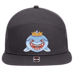 Cartoon Shark Crown 7 Panel Mesh Trucker Snapback Hat