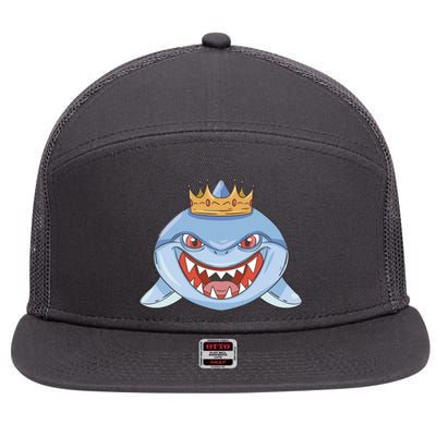 Cartoon Shark Crown 7 Panel Mesh Trucker Snapback Hat