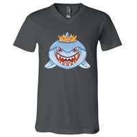 Cartoon Shark Crown V-Neck T-Shirt