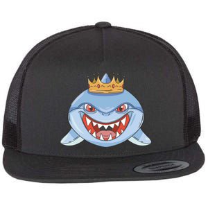 Cartoon Shark Crown Flat Bill Trucker Hat