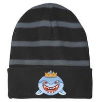 Cartoon Shark Crown Striped Beanie with Solid Band