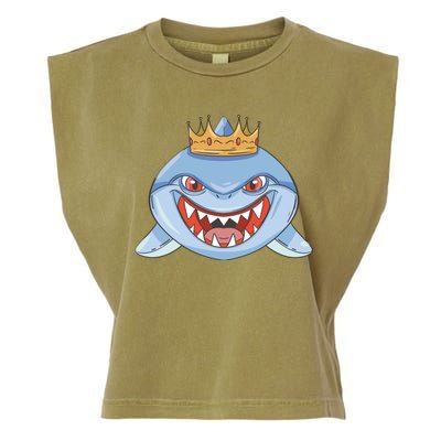 Cartoon Shark Crown Garment-Dyed Women's Muscle Tee