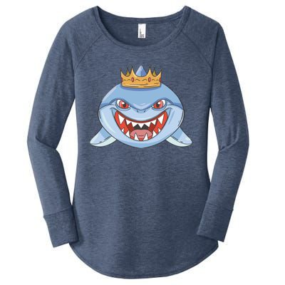 Cartoon Shark Crown Women's Perfect Tri Tunic Long Sleeve Shirt