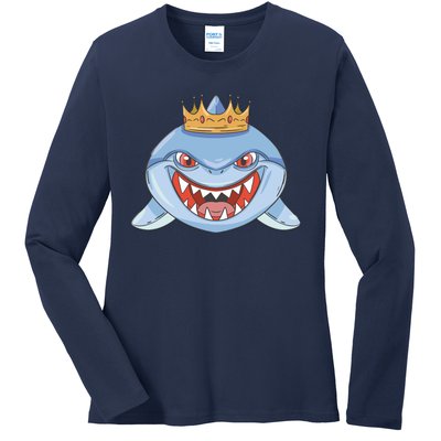 Cartoon Shark Crown Ladies Long Sleeve Shirt