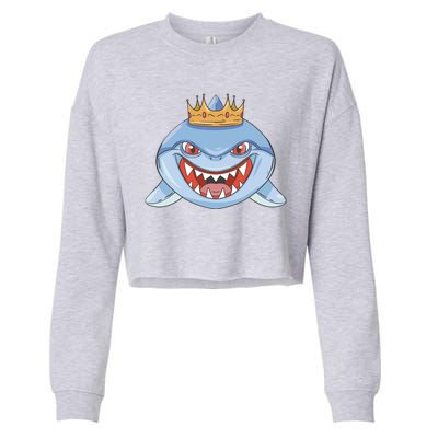 Cartoon Shark Crown Cropped Pullover Crew