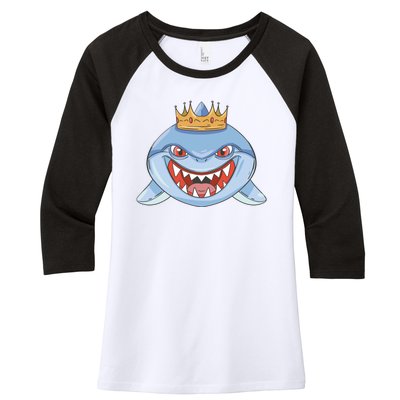 Cartoon Shark Crown Women's Tri-Blend 3/4-Sleeve Raglan Shirt