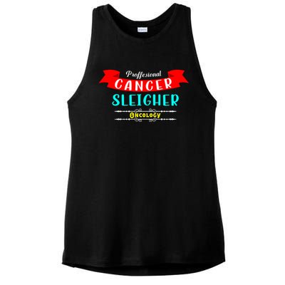 Cancer Sleigher Christmas Oncology Chemo Nurse Gift Ladies PosiCharge Tri-Blend Wicking Tank