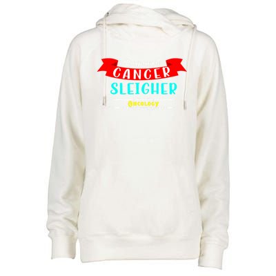 Cancer Sleigher Christmas Oncology Chemo Nurse Gift Womens Funnel Neck Pullover Hood