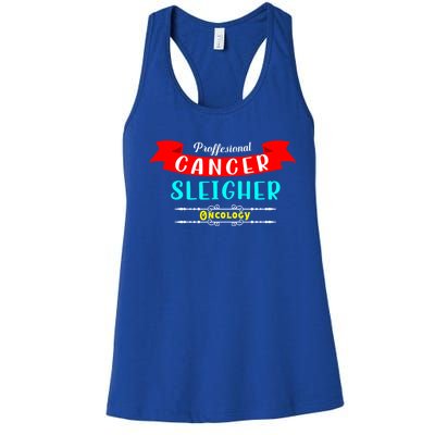 Cancer Sleigher Christmas Oncology Chemo Nurse Gift Women's Racerback Tank